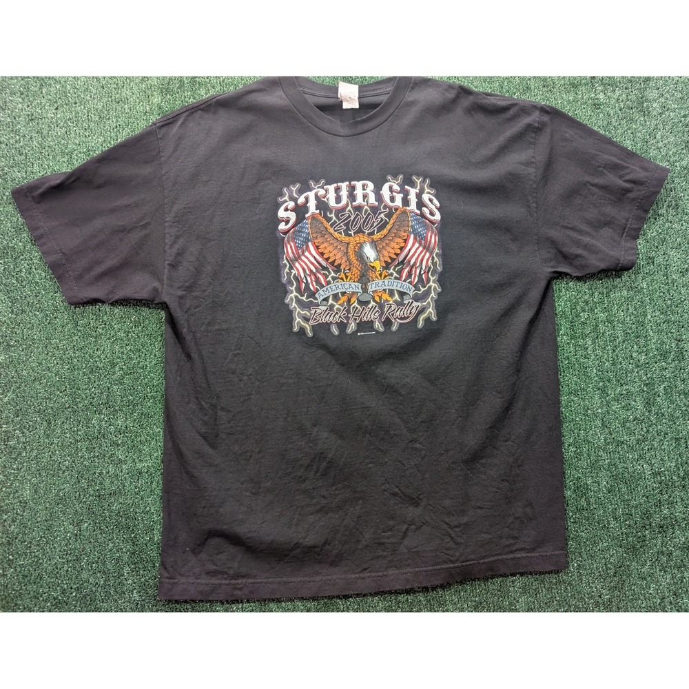 Hot Leathers Sturgis 2005 Black Hills Rally Shirt Men's 2XL Black Eagle